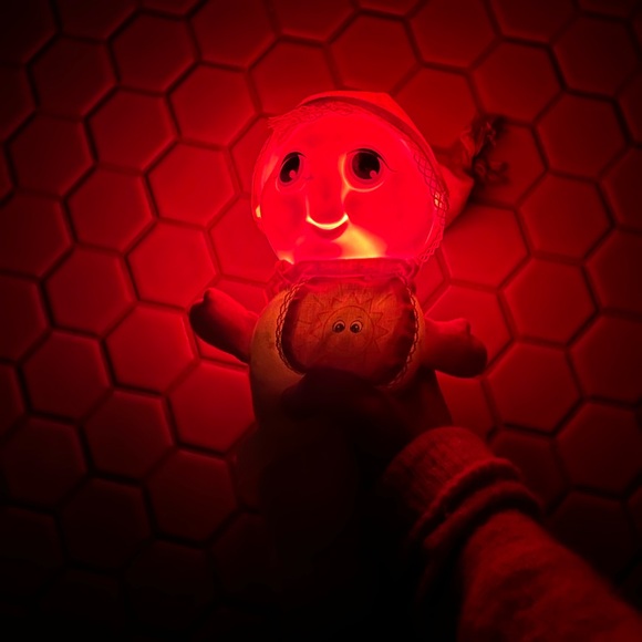 Vintage 80s White Glow Worm Plush Doll Two Faces Working Condition - Picture 9 of 11